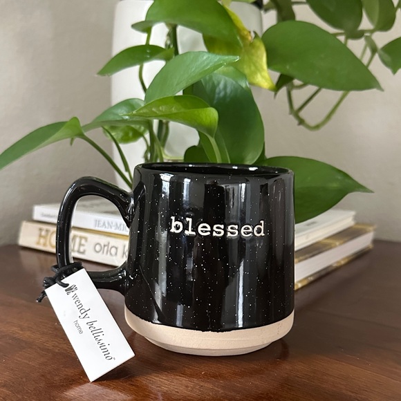 NWT Wendy Bellissimo Black and Cream Blessed Mug - Picture 1 of 5